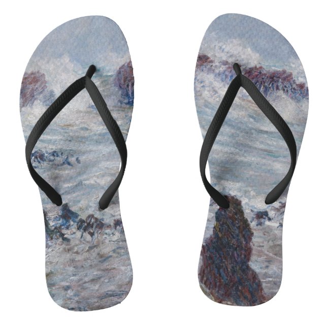 Claude Monet - Storm off the Belle-Ile Coast Thongs (Footbed)