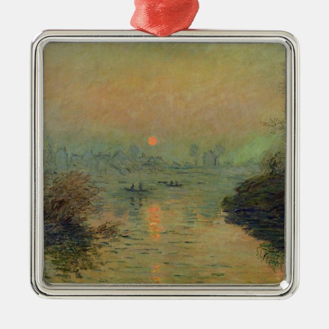 Claude Monet | Sun Setting over the Seine Metal Ornament (Front)