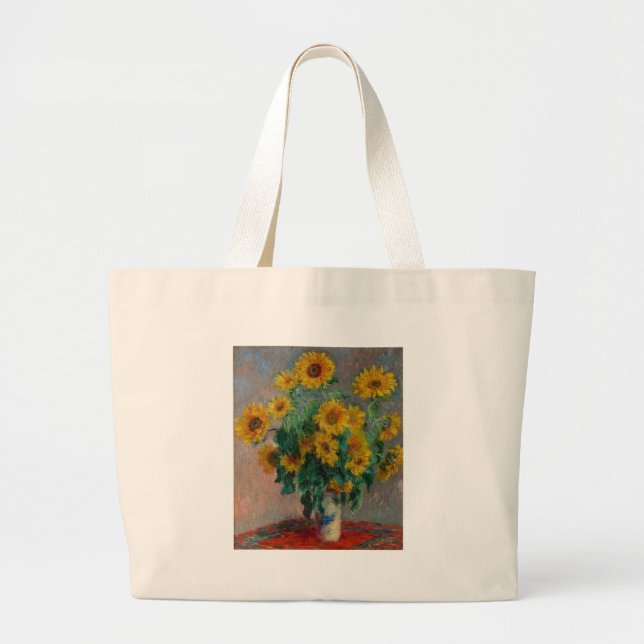 Claude Monet, Sunflower Large Tote Bag (Front)