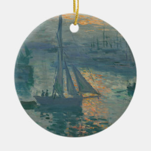 Claude Monet Sunrise Marine Sailboat Impressionism Ceramic Ornament