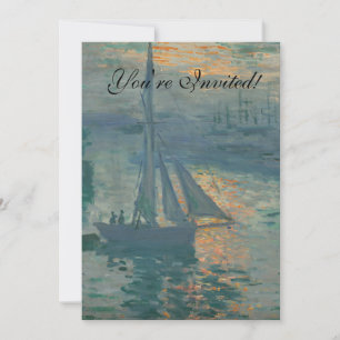 Claude Monet Sunrise Marine Sailboat Impressionism Invitation