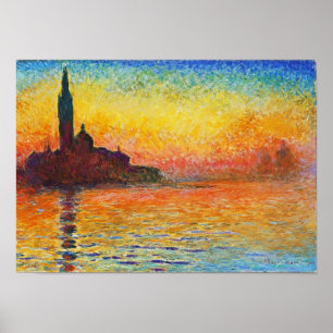 Claude Monet Sunset In Venice Impressionist Art Poster