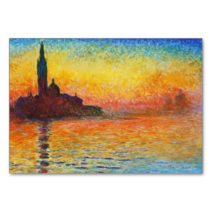 Claude Monet Sunset In Venice Impressionist Art Table Number