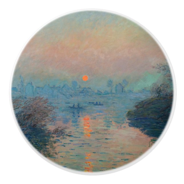 Claude Monet - Sunset on the Seine at Lavacourt Ceramic Knob (Front)