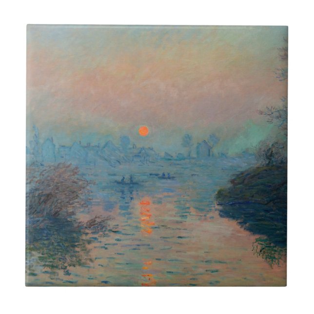 Claude Monet - Sunset on the Seine at Lavacourt Ceramic Tile (Front)