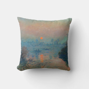 Claude Monet - Sunset on the Seine at Lavacourt Cushion