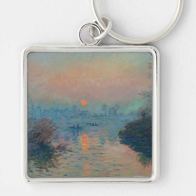 Claude Monet - Sunset on the Seine at Lavacourt Key Ring (Front)