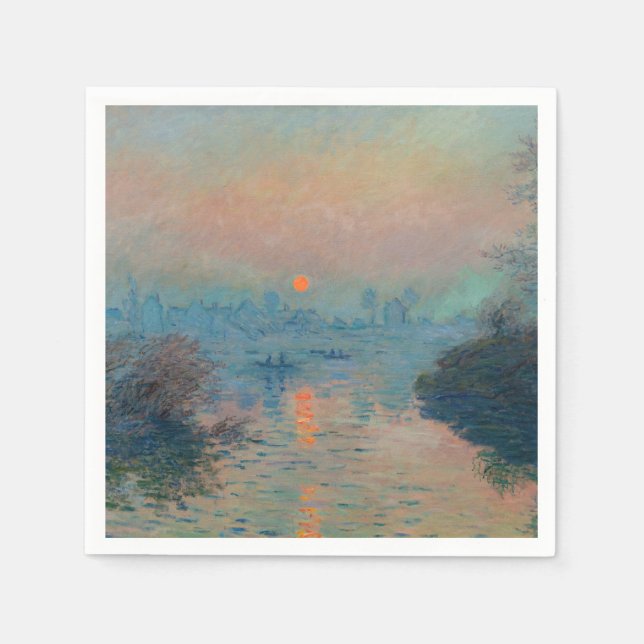 Claude Monet - Sunset on the Seine at Lavacourt Napkin (Front)