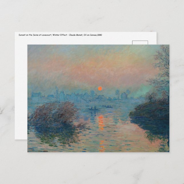 Claude Monet - Sunset on the Seine at Lavacourt Postcard (Front/Back)