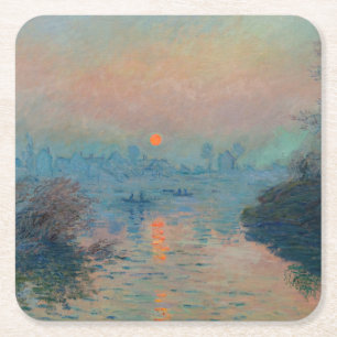 Claude Monet - Sunset on the Seine at Lavacourt Square Paper Coaster