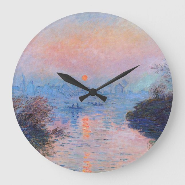 Claude Monet - Sunset On The Seine Large Clock (Front)