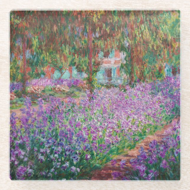 Claude Monet - The Artist's Garden at Giverny Glass Coaster (Front)
