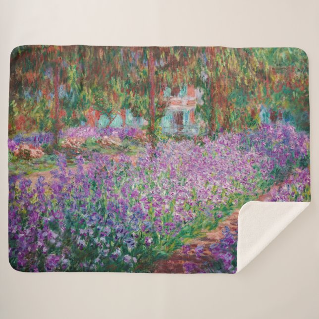 Claude Monet - The Artist's Garden at Giverny Sherpa Blanket (Front (Horizontal))