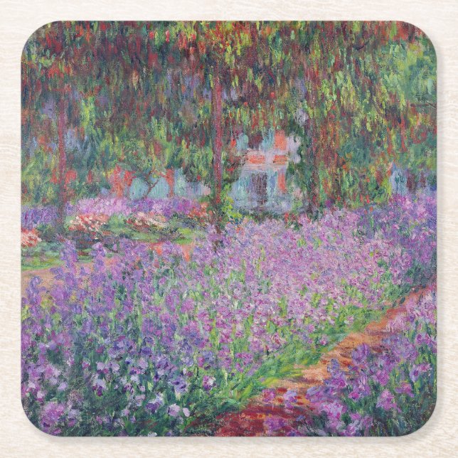 Claude Monet | The Artist's Garden at Giverny Square Paper Coaster (Front)