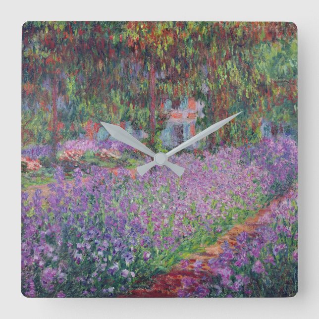 Claude Monet | The Artist's Garden at Giverny Square Wall Clock (Front)