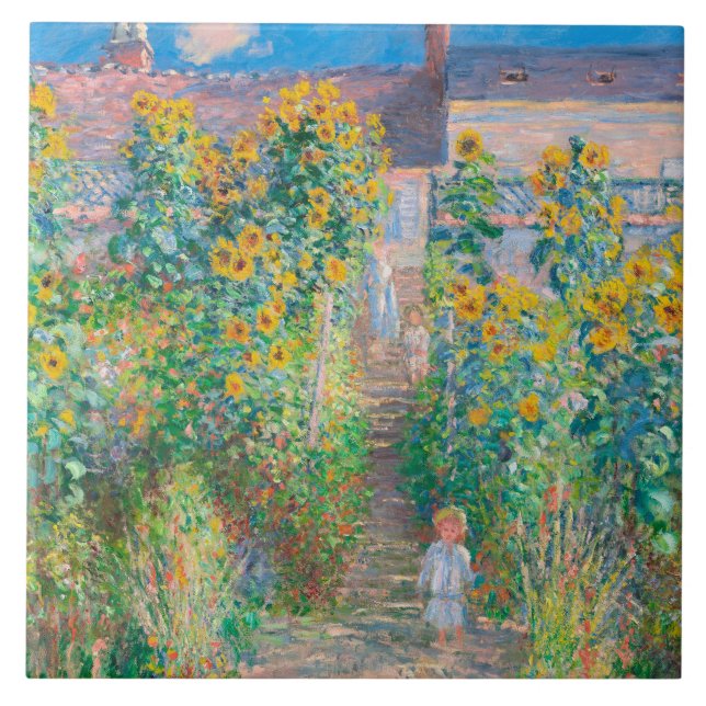 Claude Monet, The Artist's Garden at Vétheui 1881 Ceramic Tile (Front)