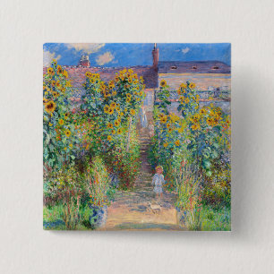 Claude Monet - The Artist's Garden at Vetheuil 15 Cm Square Badge