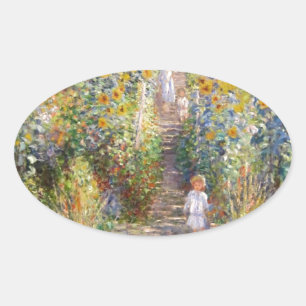 Claude Monet The Artist's Garden at Vétheuil, 1880 Oval Sticker