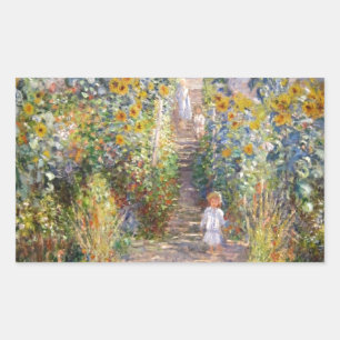 Claude Monet The Artist's Garden at Vétheuil, 1880 Rectangular Sticker