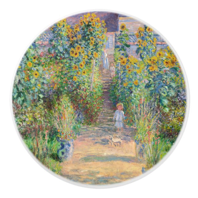 Claude Monet - The Artist's Garden at Vetheuil Ceramic Knob (Front)