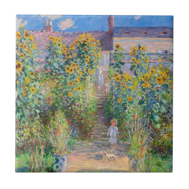 Claude Monet - The Artist's Garden at Vetheuil Ceramic Tile (Front)