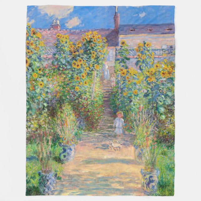 Claude Monet - The Artist's Garden at Vetheuil Fleece Blanket (Front)