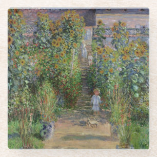 Claude Monet The Artist's Garden at Vetheuil Glass Coaster