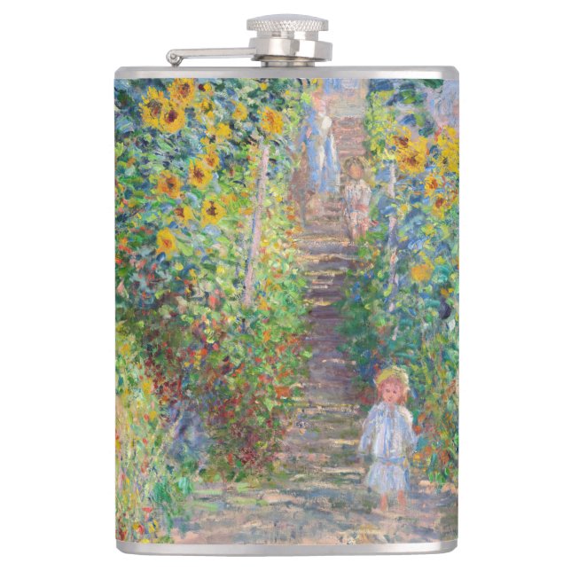 Claude Monet - The Artist's Garden at Vetheuil Hip Flask (Front)