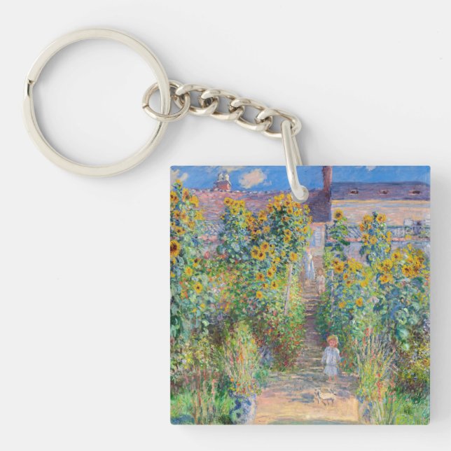Claude Monet - The Artist's Garden at Vetheuil Key Ring (Front)