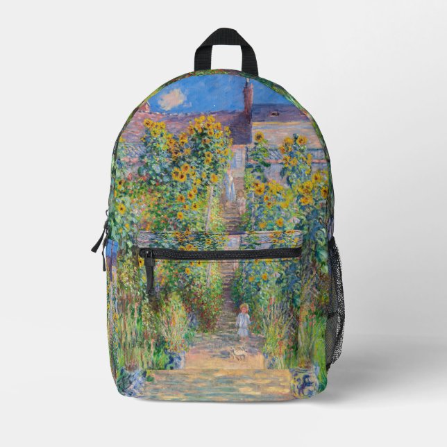 Claude Monet - The Artist's Garden at Vetheuil Printed Backpack (Front)