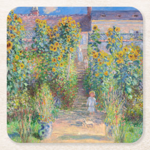 Claude Monet - The Artist's Garden at Vetheuil Square Paper Coaster