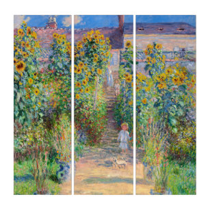 Claude Monet - The Artist's Garden at Vetheuil Triptych