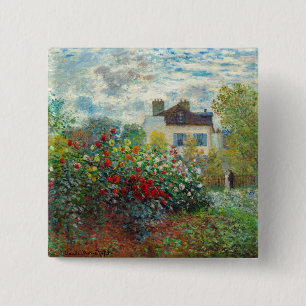 Claude Monet - The Artist's Garden in Argenteuil 15 Cm Square Badge