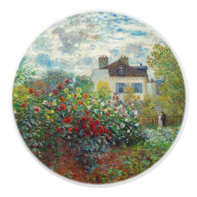 Claude Monet - The Artist's Garden in Argenteuil Ceramic Knob (Front)