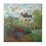 Claude Monet - The Artist's Garden in Argenteuil Ceramic Tile<br><div class="desc">The Artist's Garden in Argenteuil / A Corner of the Garden with Dahlias - Claude Monet,  Oil on Canvas,  1873</div>