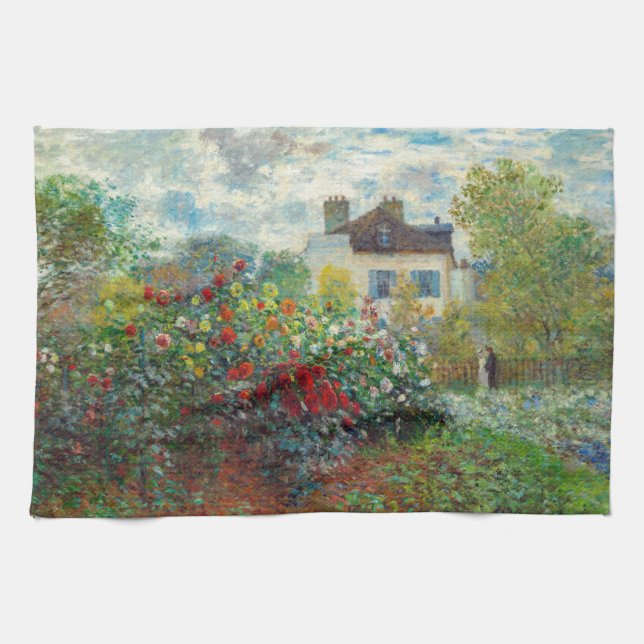 Claude Monet - The Artist's Garden in Argenteuil Tea Towel (Horizontal)