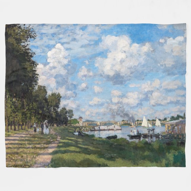 Claude Monet - The Basin at Argenteuil Fleece Blanket (Front (Horizontal))