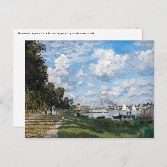 Claude Monet - The Basin at Argenteuil Postcard (Front/Back)