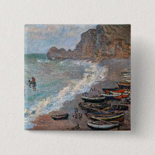 Claude Monet - The Beach at Etretat 15 Cm Square Badge