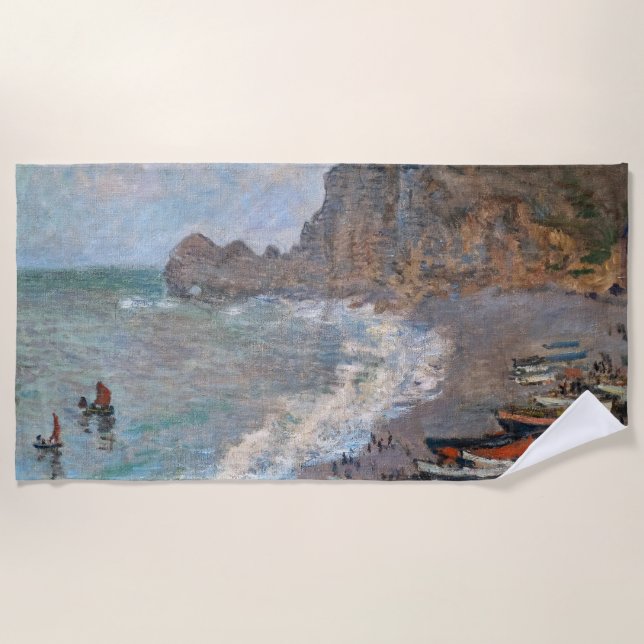 Claude Monet - The Beach at Etretat Beach Towel (Front)