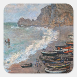 Claude Monet - The Beach at Etretat Square Sticker