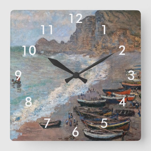 Claude Monet - The Beach at Etretat Square Wall Clock (Front)