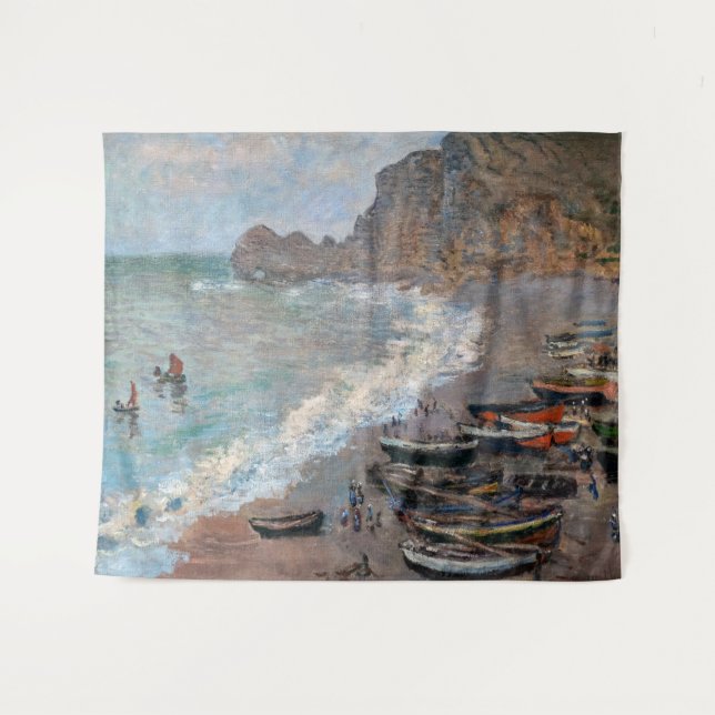 Claude Monet - The Beach at Etretat Tapestry (Front (Horizontal))