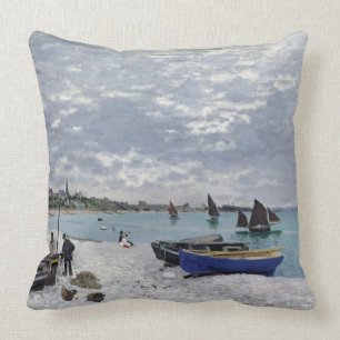Claude Monet The Beach at Sainte-Adresse Cushion