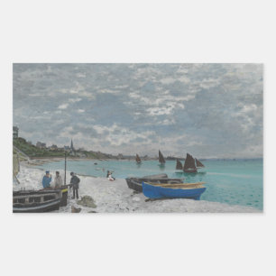 Claude Monet - The Beach at Sainte-Adresse Rectangular Sticker