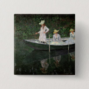 Claude Monet The Boat at Giverny, c.1887 15 Cm Square Badge