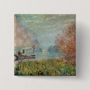 Claude Monet The Boat Studio on the Seine, 1875 15 Cm Square Badge
