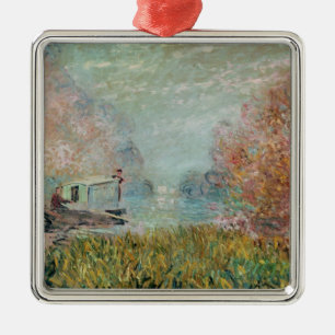 Claude Monet The Boat Studio on the Seine, 1875 Metal Tree Decoration