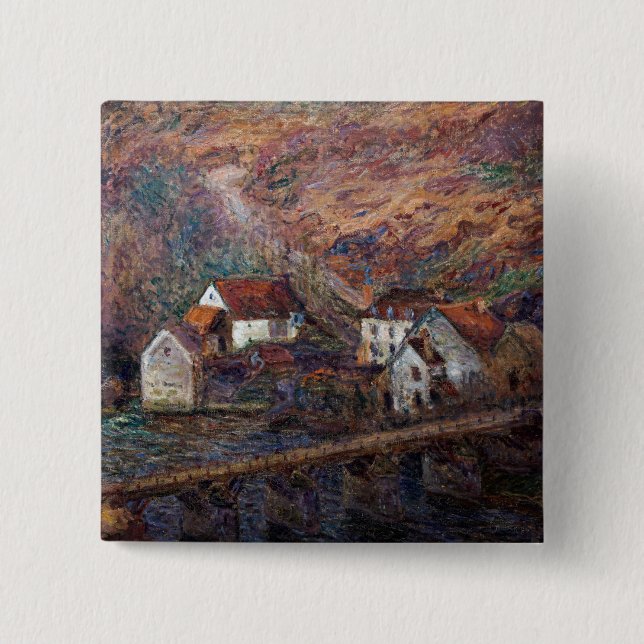 Claude Monet - The Bridge at Vervy 15 Cm Square Badge (Front)