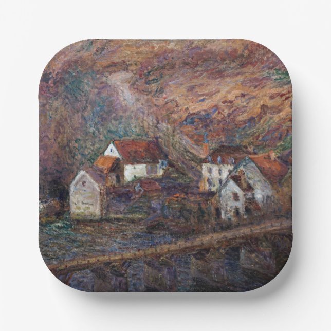 Claude Monet - The Bridge at Vervy Paper Plate (Front)